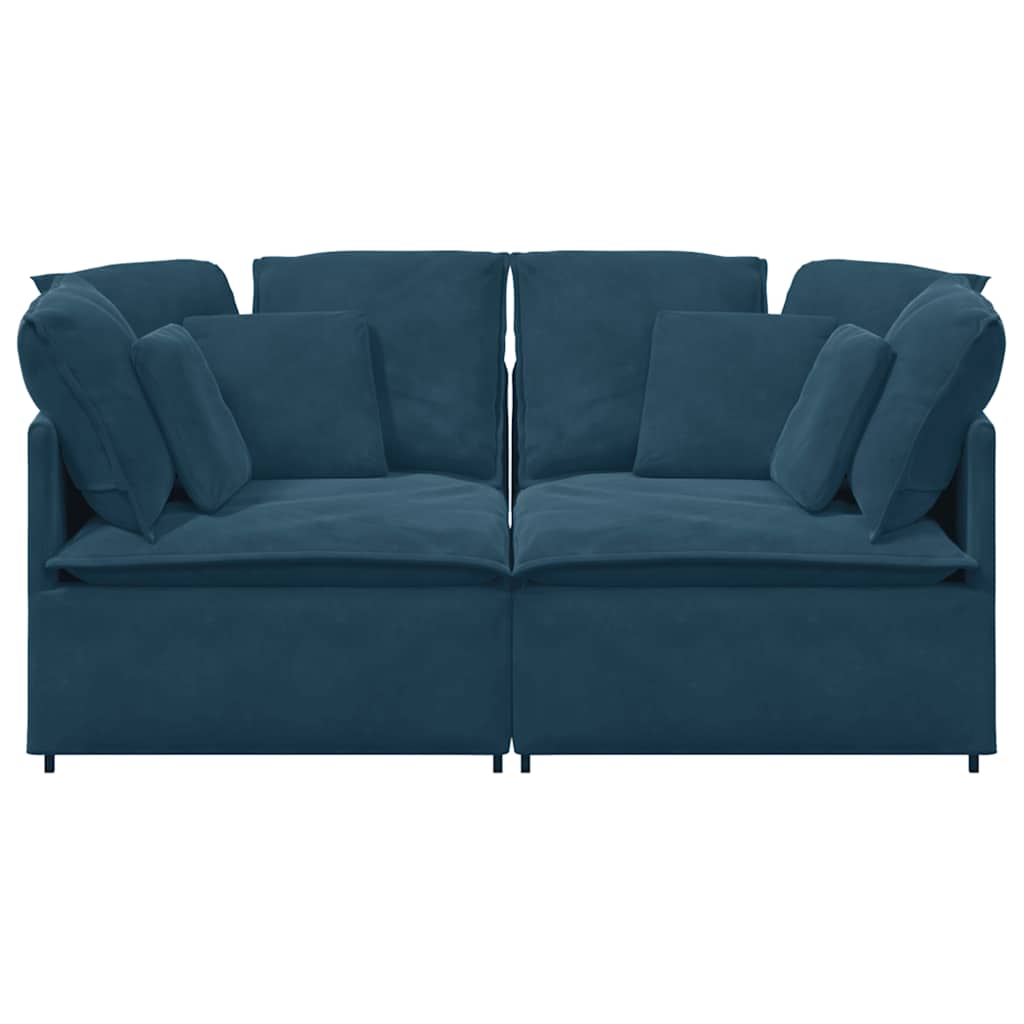 vidaXL Modulares Sofa mit Kissen Samt Blau