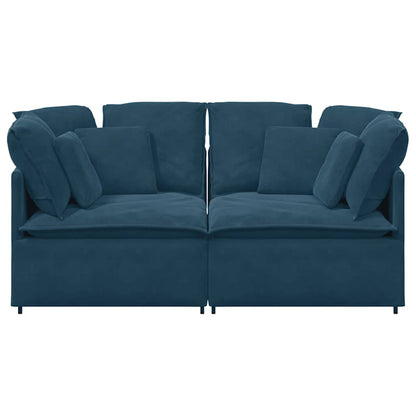 vidaXL Modulares Sofa mit Kissen Samt Blau