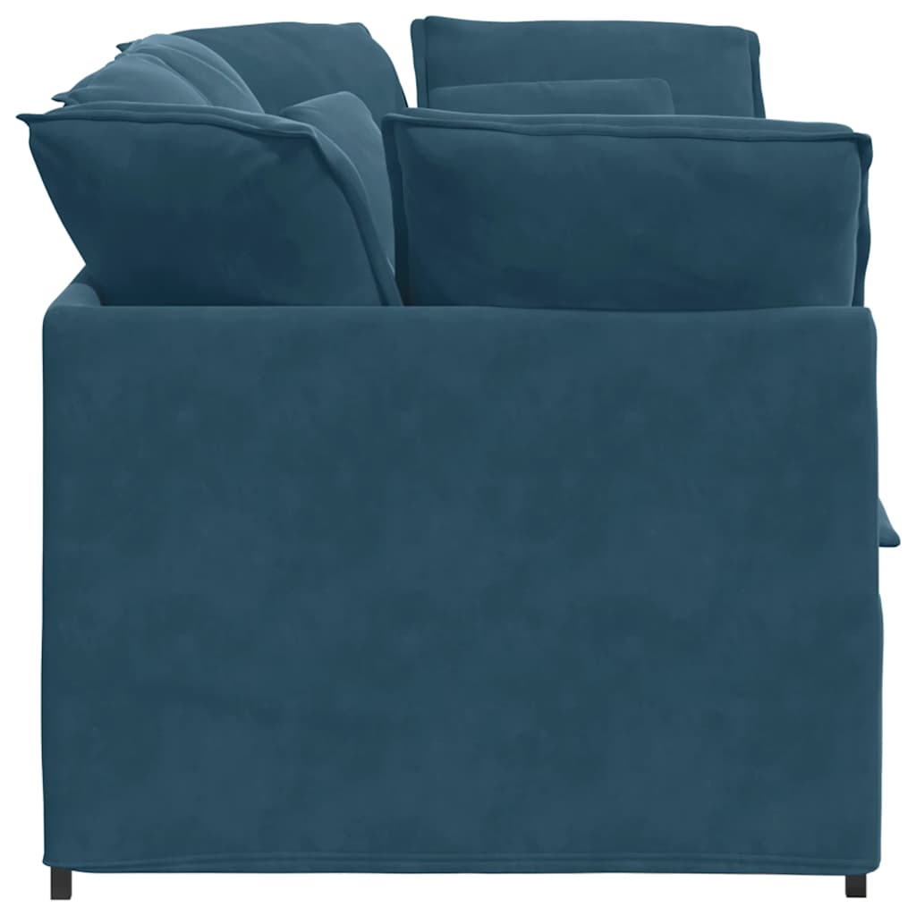 vidaXL Modulares Sofa mit Kissen Samt Blau