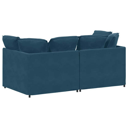 vidaXL Modulares Sofa mit Kissen Samt Blau
