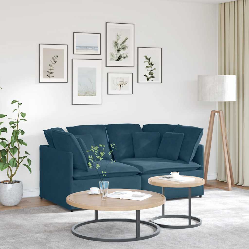 vidaXL Modulares Sofa mit Kissen Samt Blau