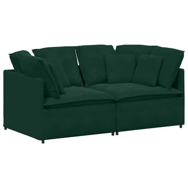 vidaXL Canapé modulaire avec coussins Velours Vert foncé