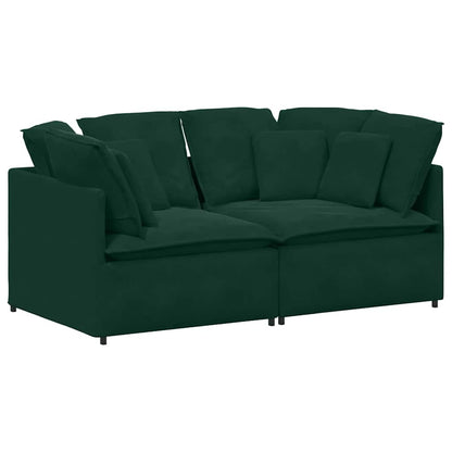 vidaXL Canapé modulaire avec coussins Velours Vert foncé