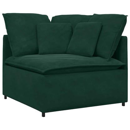 vidaXL Canapé modulaire avec coussins Velours Vert foncé