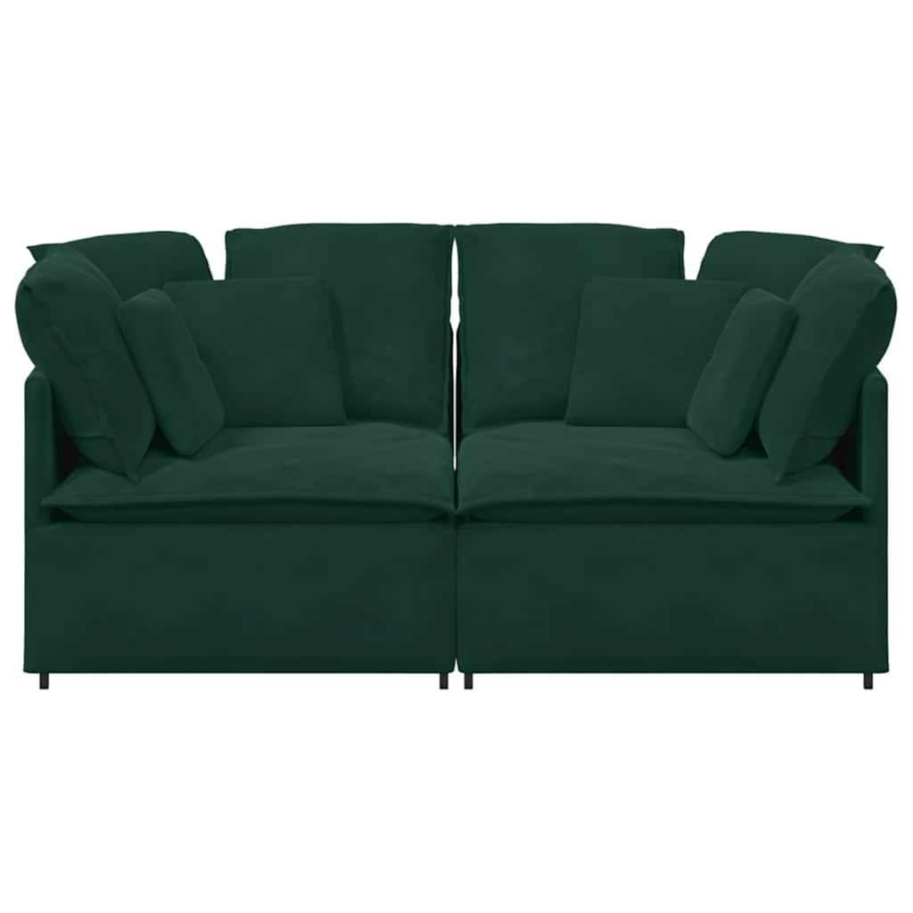 vidaXL Canapé modulaire avec coussins Velours Vert foncé