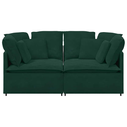 vidaXL Canapé modulaire avec coussins Velours Vert foncé