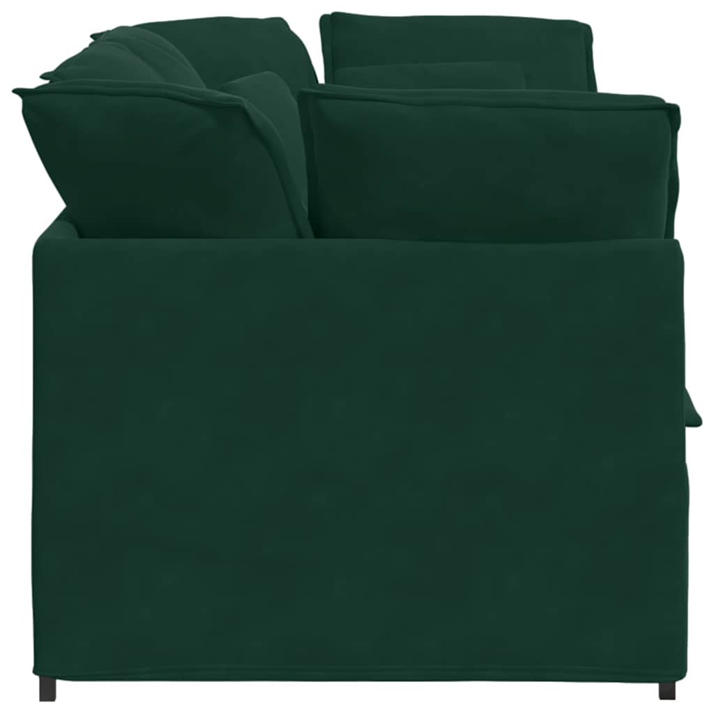 vidaXL Canapé modulaire avec coussins Velours Vert foncé
