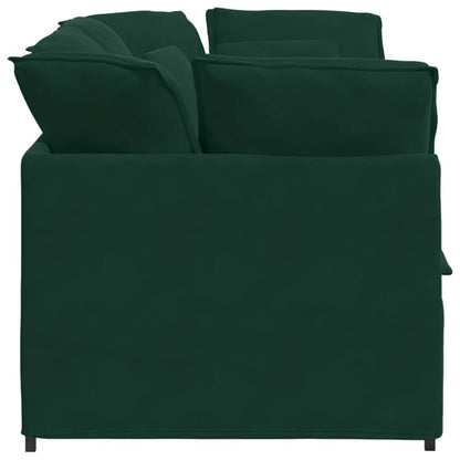 vidaXL Canapé modulaire avec coussins Velours Vert foncé