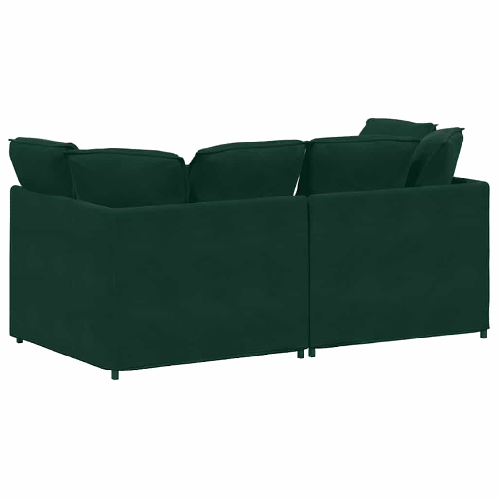 vidaXL Canapé modulaire avec coussins Velours Vert foncé