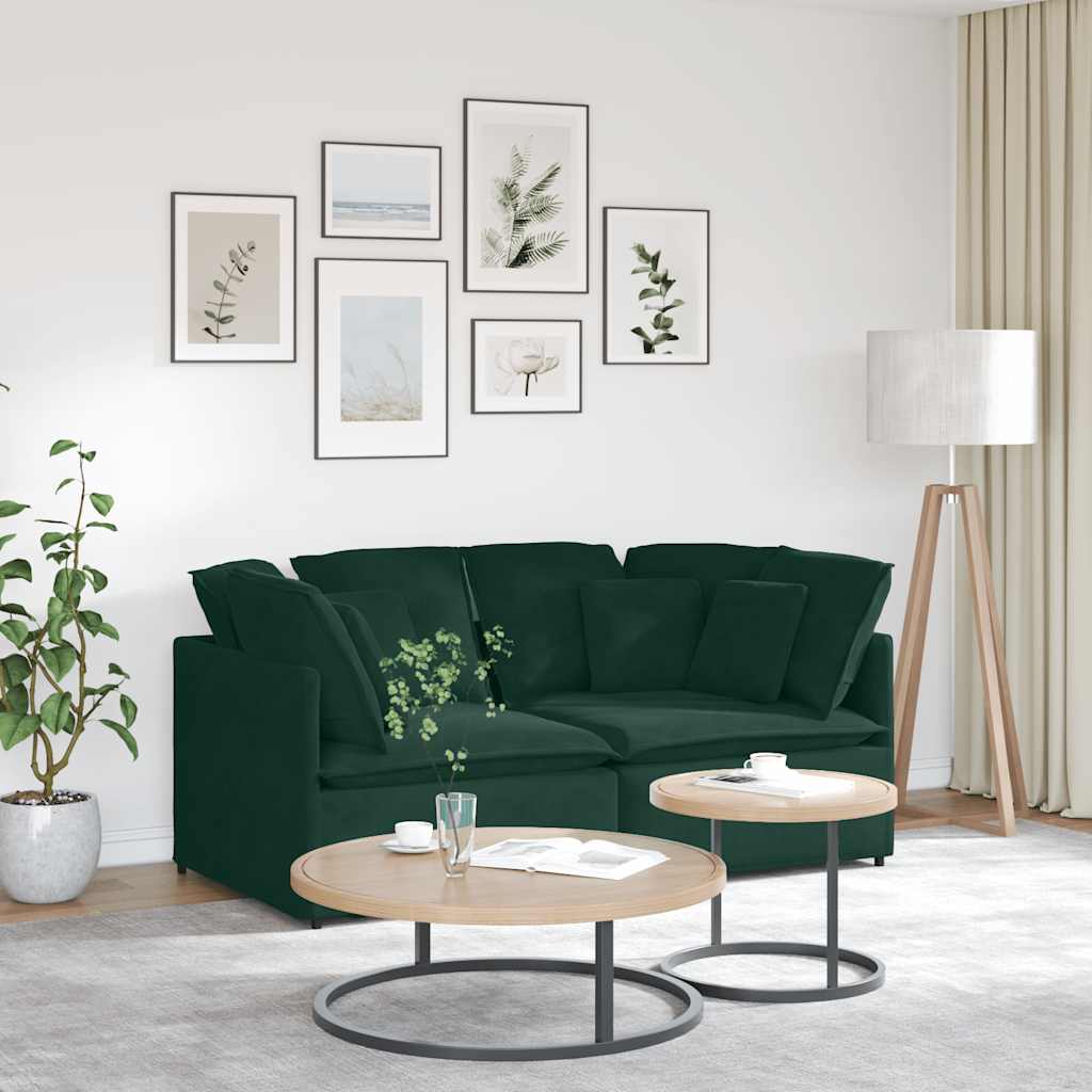 vidaXL Canapé modulaire avec coussins Velours Vert foncé