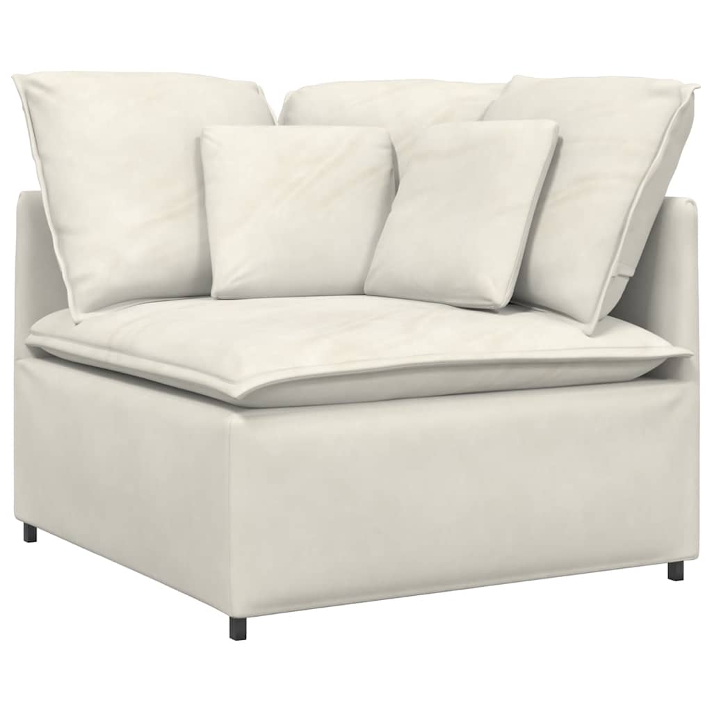 vidaXL Modulares Sofa mit Kissen Samt Cream
