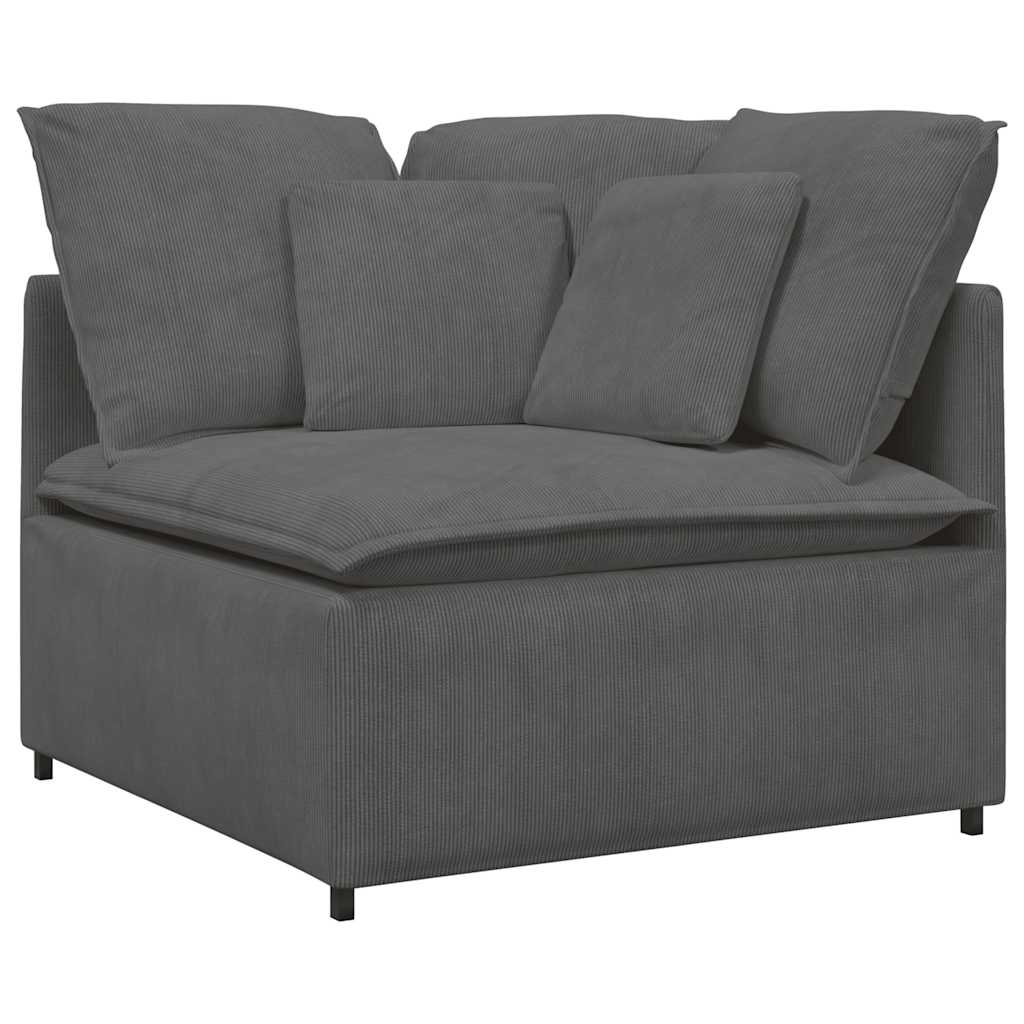 Modulares Sofa mit Kissen Cordstoff Dunkelgrau