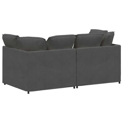 Modulares Sofa mit Kissen Cordstoff Dunkelgrau