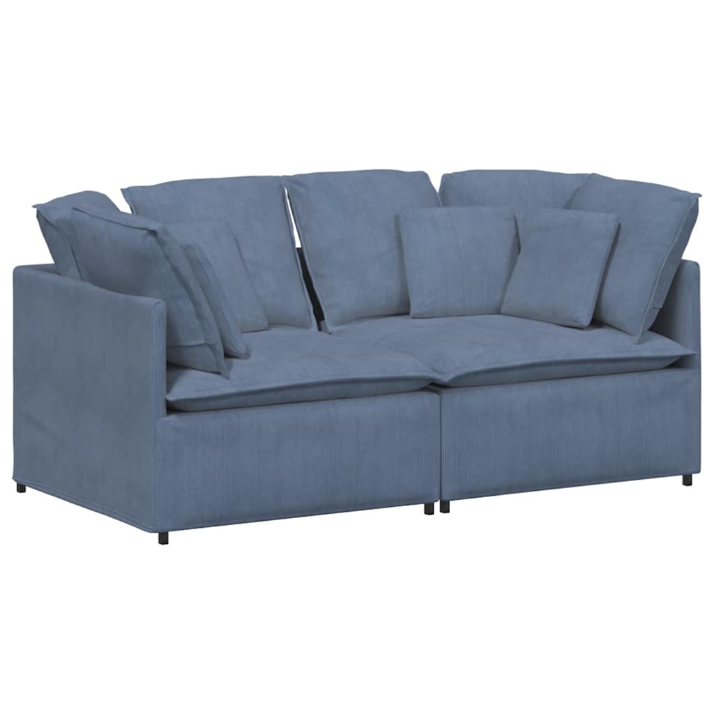 vidaXL Canapé modulable avec coussins en velours côtelé bleu