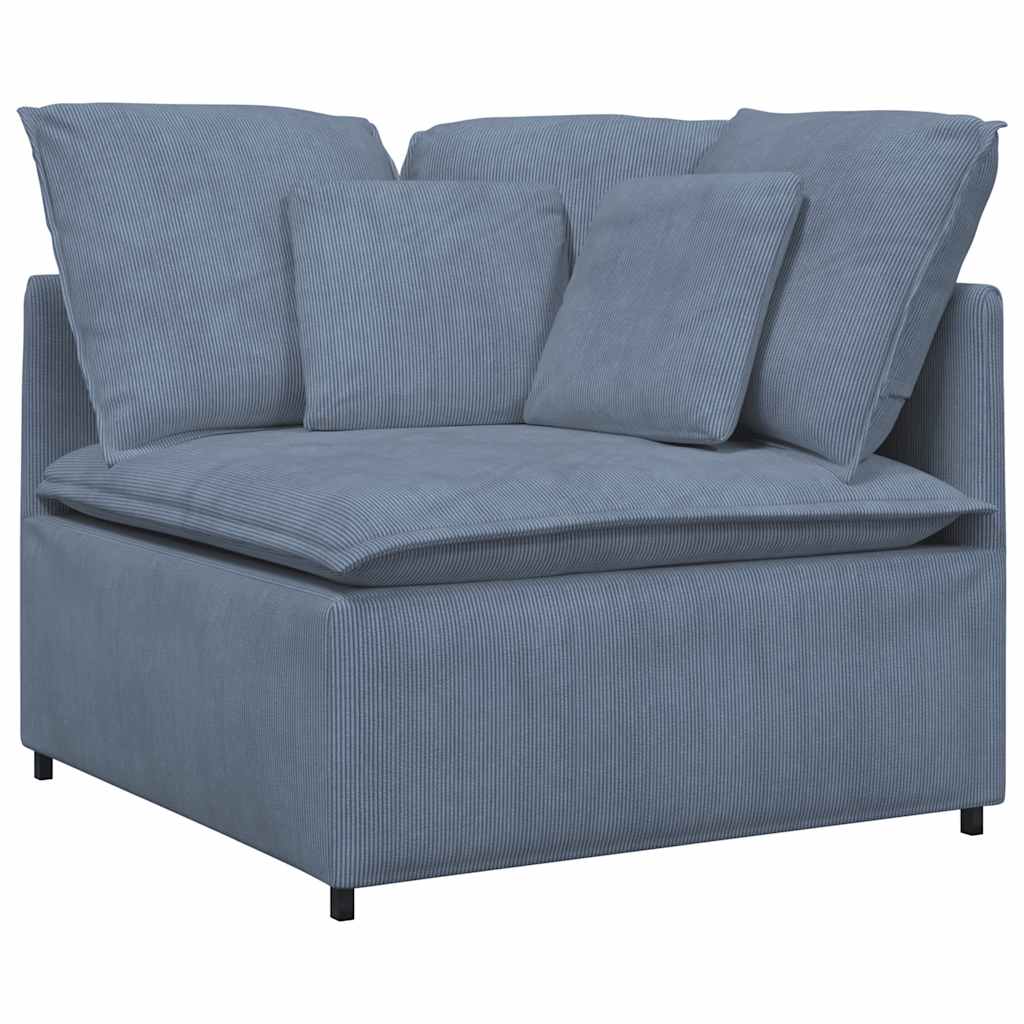 vidaXL Canapé modulable avec coussins en velours côtelé bleu