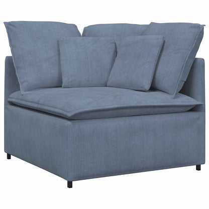 vidaXL Canapé modulable avec coussins en velours côtelé bleu