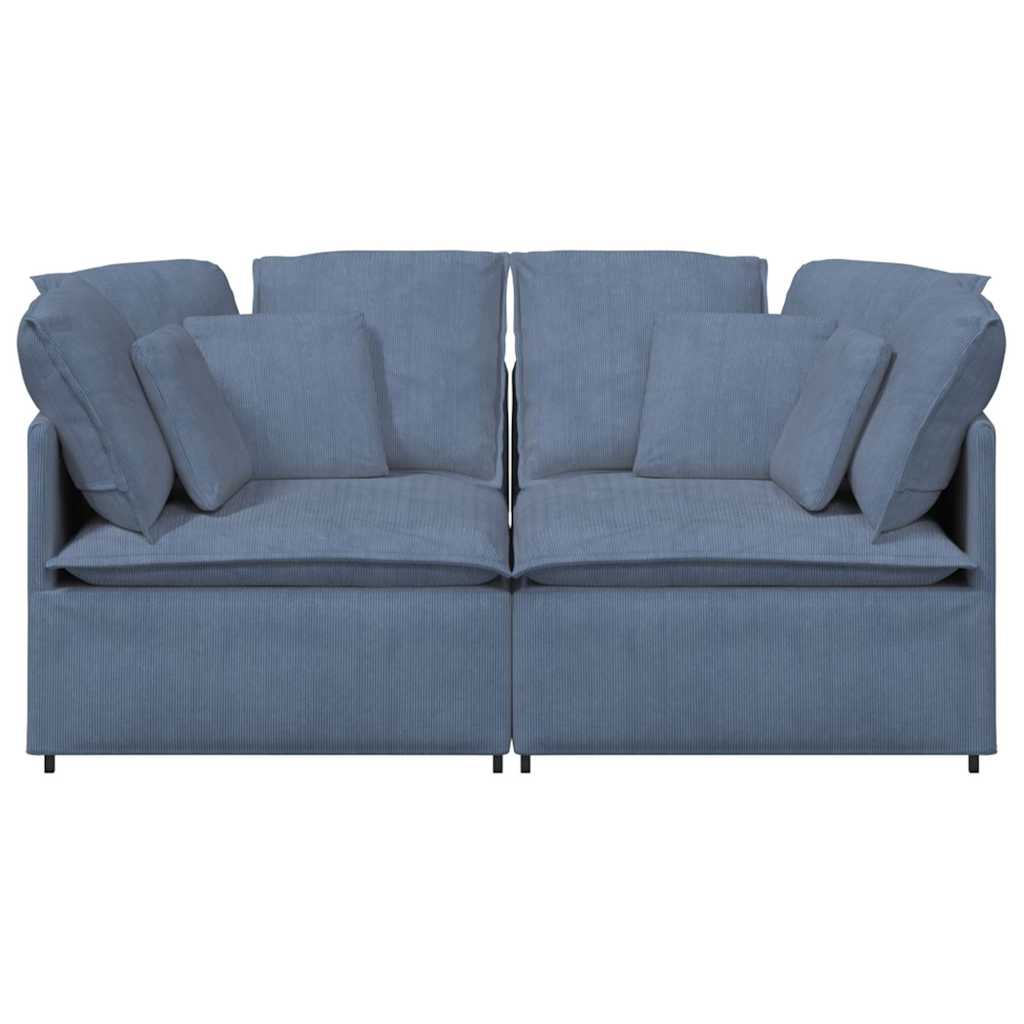 vidaXL Canapé modulable avec coussins en velours côtelé bleu