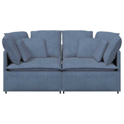 vidaXL Canapé modulable avec coussins en velours côtelé bleu