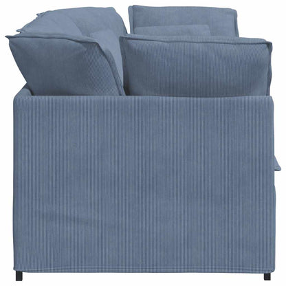 vidaXL Canapé modulable avec coussins en velours côtelé bleu