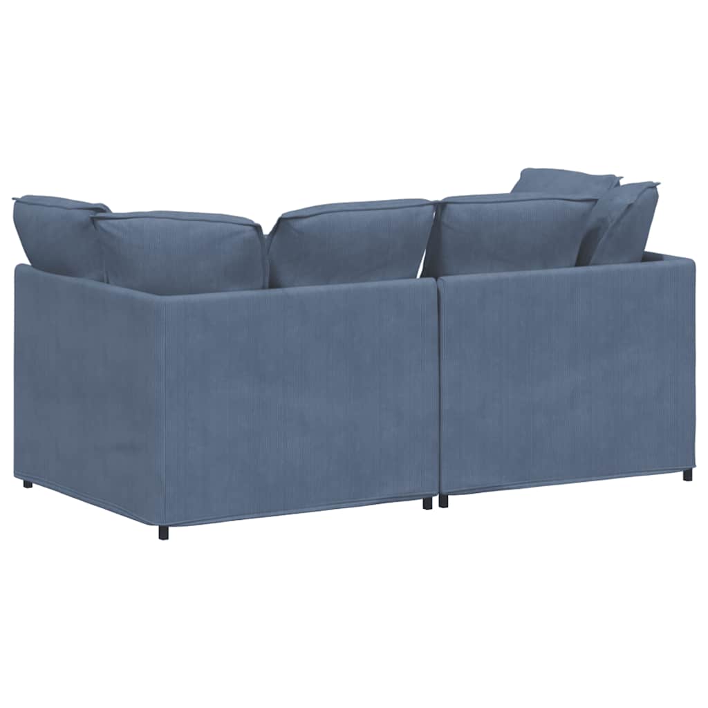 vidaXL Canapé modulable avec coussins en velours côtelé bleu