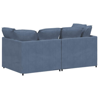 vidaXL Canapé modulable avec coussins en velours côtelé bleu