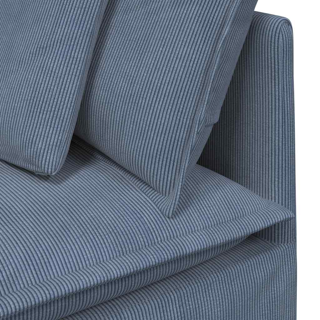 vidaXL Canapé modulable avec coussins en velours côtelé bleu