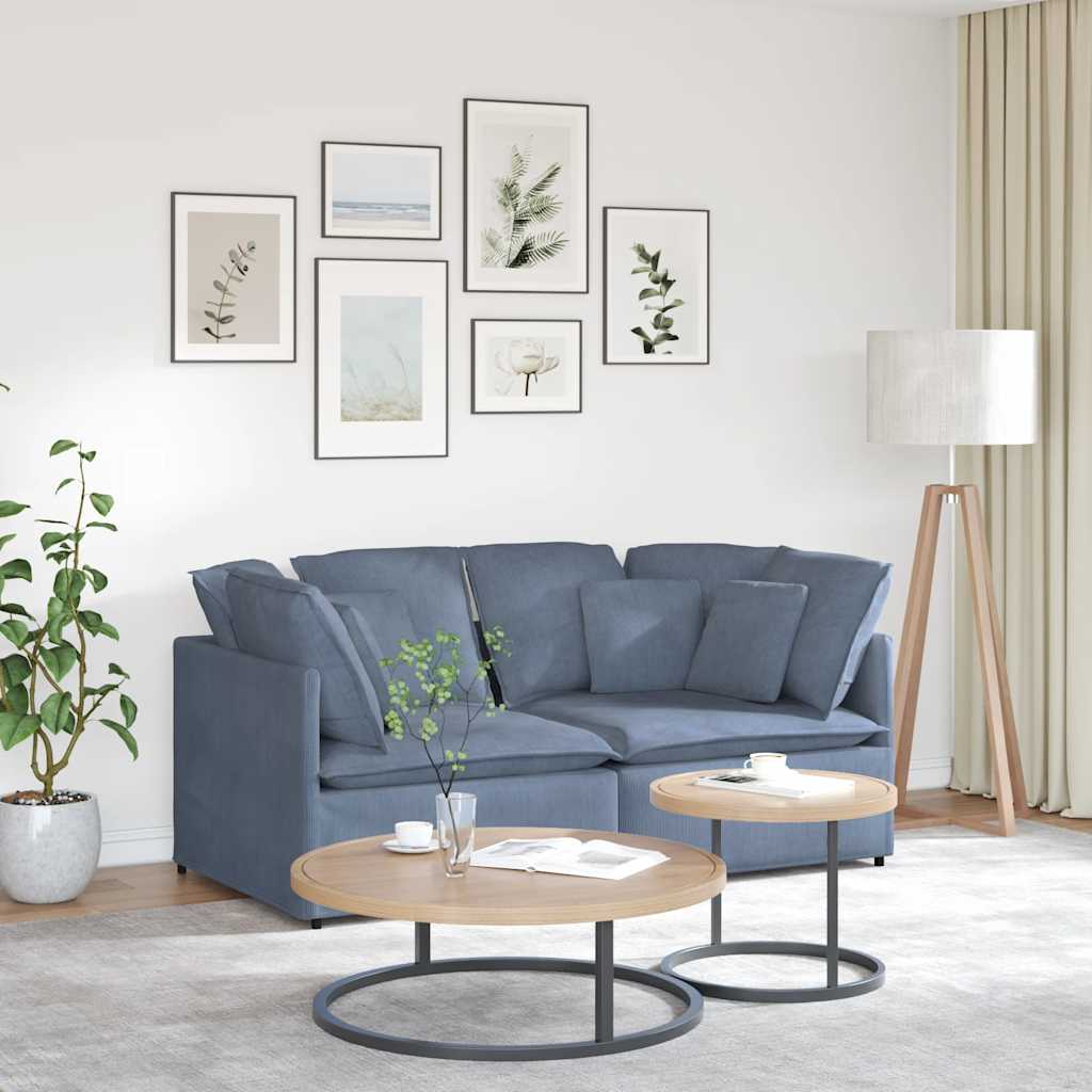 vidaXL Canapé modulable avec coussins en velours côtelé bleu