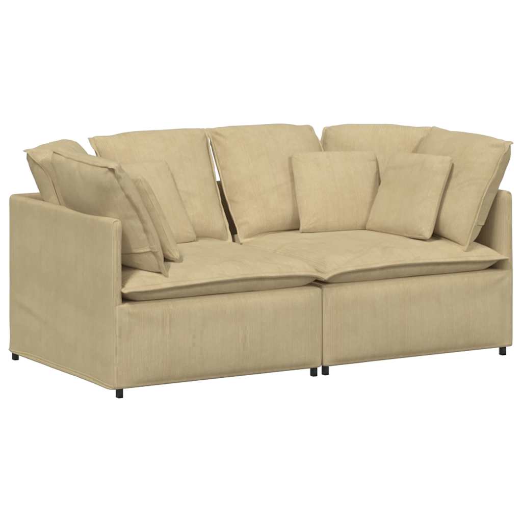 vidaXL Modulares Sofa mit Kissen Cordstoff Graugrün