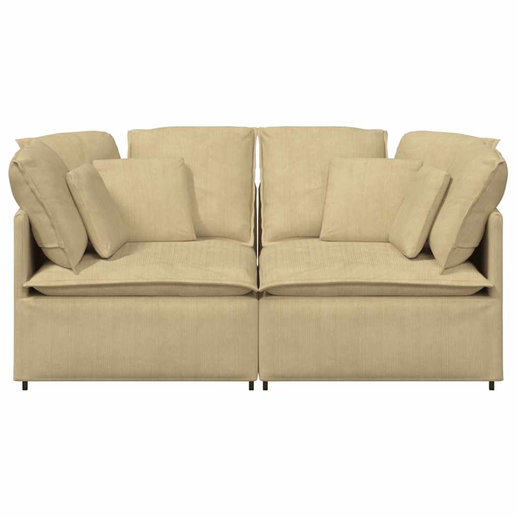 vidaXL Modulares Sofa mit Kissen Cordstoff Graugrün
