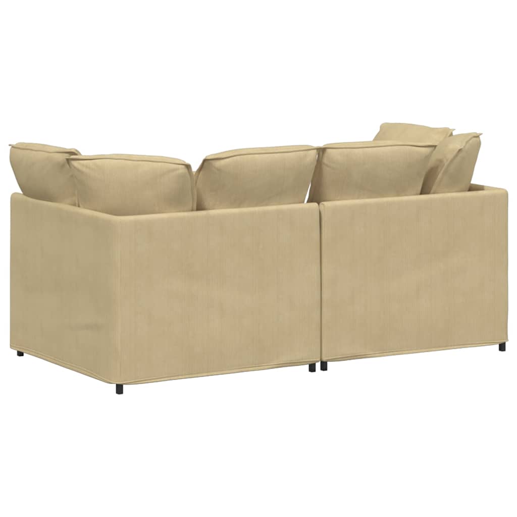 vidaXL Modulares Sofa mit Kissen Cordstoff Graugrün