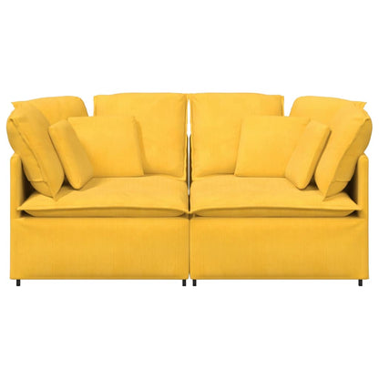 vidaXL Modulares Sofa mit Kissen Cordstoff Hellgelb