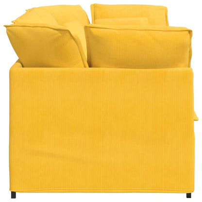 vidaXL Modulares Sofa mit Kissen Cordstoff Hellgelb