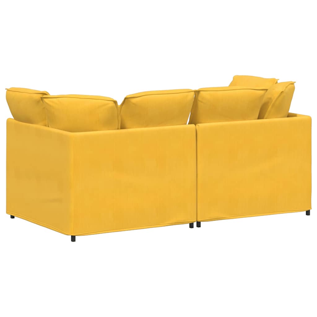 vidaXL Modulares Sofa mit Kissen Cordstoff Hellgelb