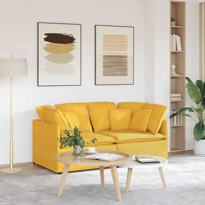 vidaXL Modulares Sofa mit Kissen Cordstoff Hellgelb