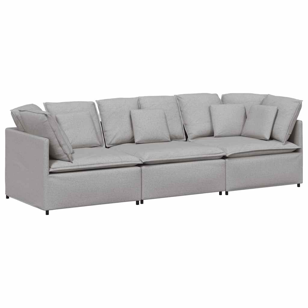 Modulares Sofa mit Kissen Stoff Wolkengrau