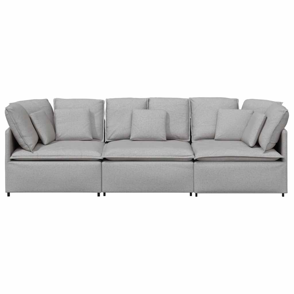 Modulares Sofa mit Kissen Stoff Wolkengrau
