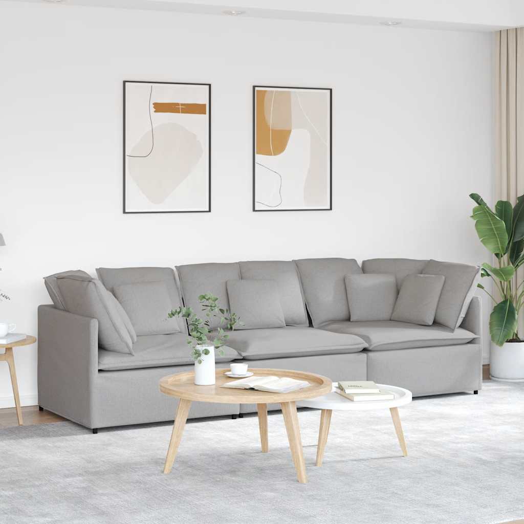 Modulares Sofa mit Kissen Stoff Wolkengrau