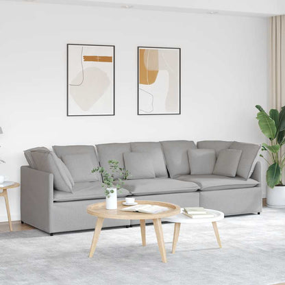 Modulares Sofa mit Kissen Stoff Wolkengrau