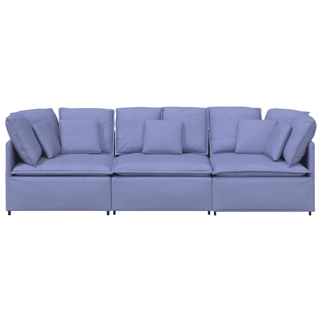 Modulares Sofa mit Kissen Stoff Jeansblau