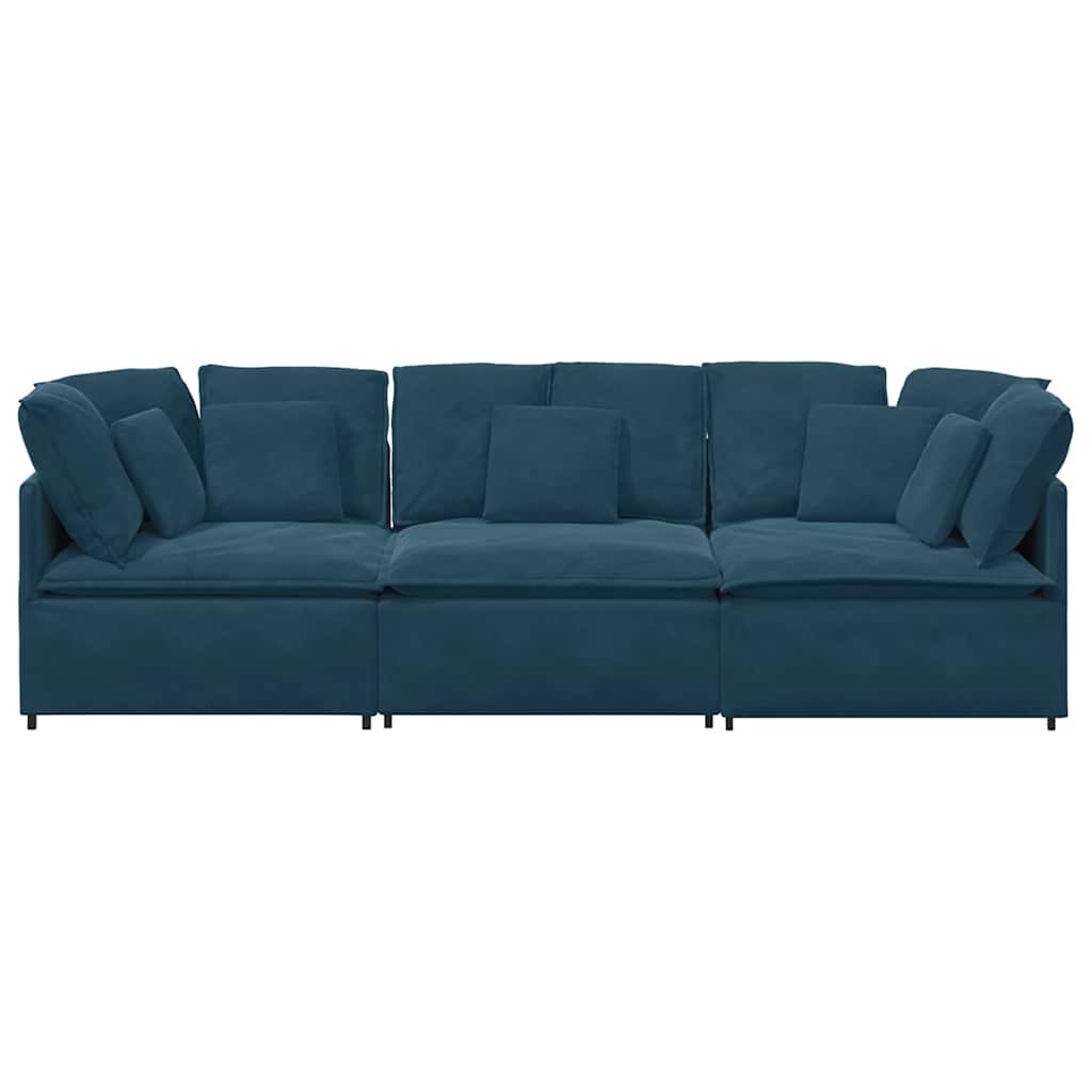 vidaXL Modulares Sofa mit Kissen Samt Blau