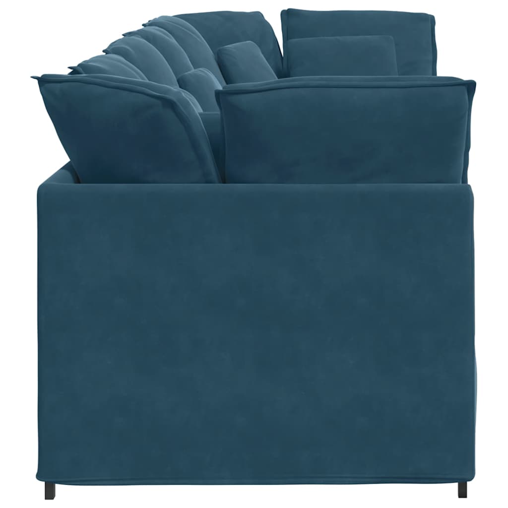 vidaXL Modulares Sofa mit Kissen Samt Blau