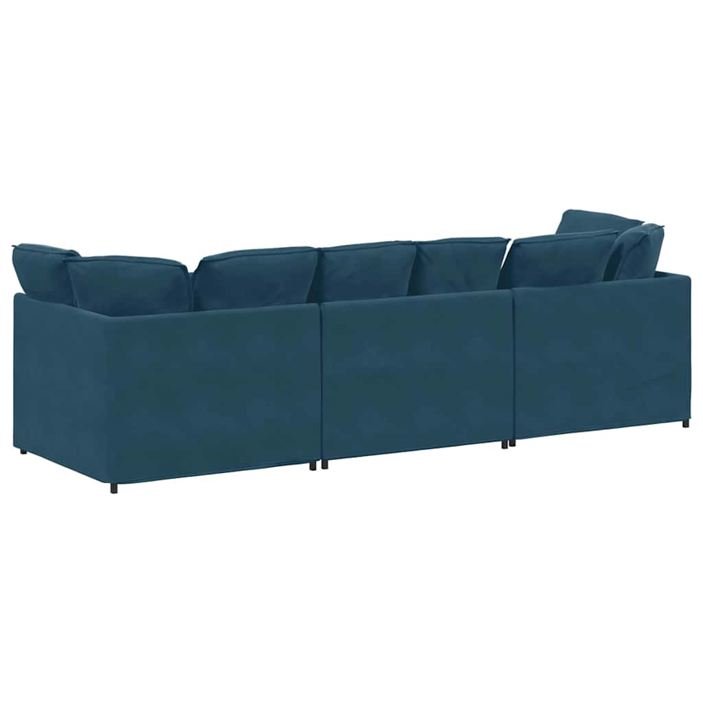 vidaXL Modulares Sofa mit Kissen Samt Blau