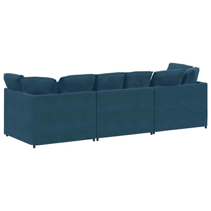 vidaXL Modulares Sofa mit Kissen Samt Blau