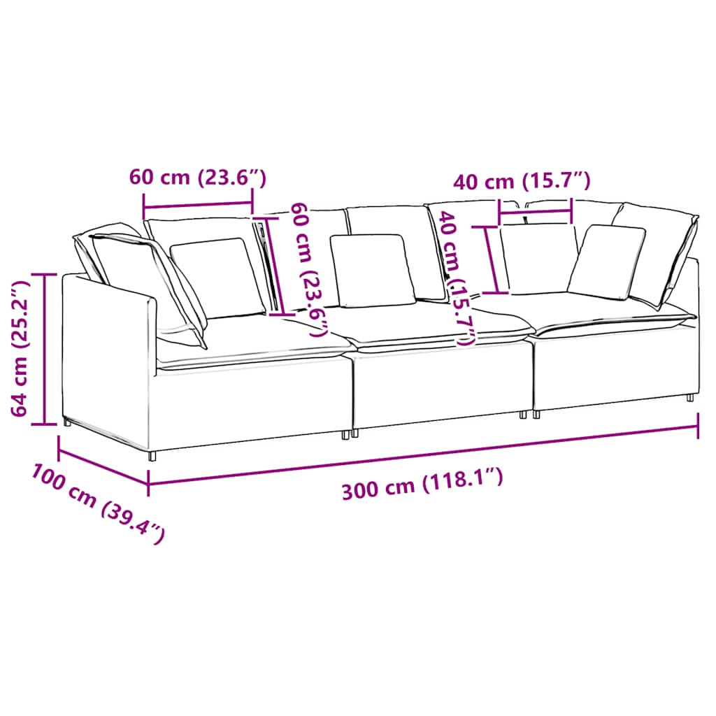 vidaXL Modulares Sofa mit Kissen Samt Blau