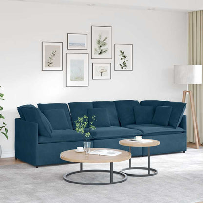 vidaXL Modulares Sofa mit Kissen Samt Blau