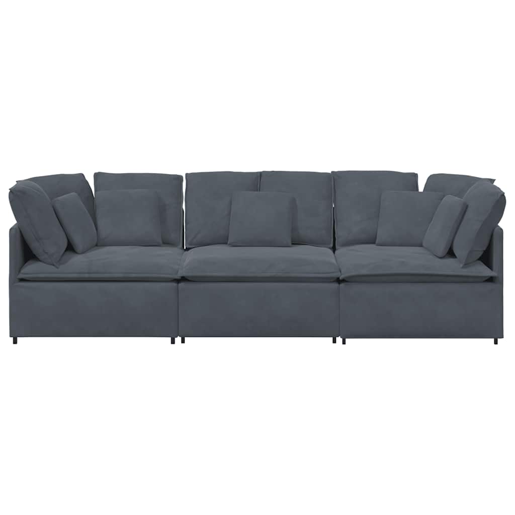 vidaXL Modulares Sofa mit Kissen Samt Dunkelgrau