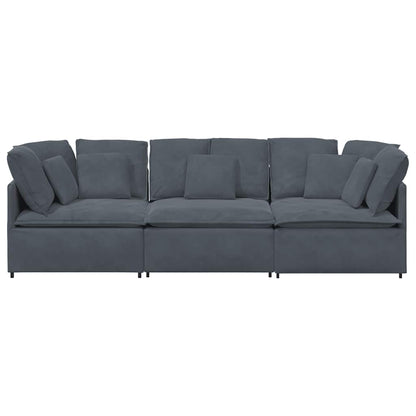vidaXL Modulares Sofa mit Kissen Samt Dunkelgrau