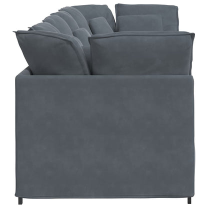 vidaXL Modulares Sofa mit Kissen Samt Dunkelgrau