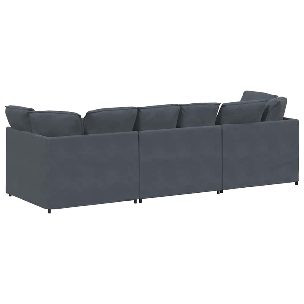 vidaXL Modulares Sofa mit Kissen Samt Dunkelgrau