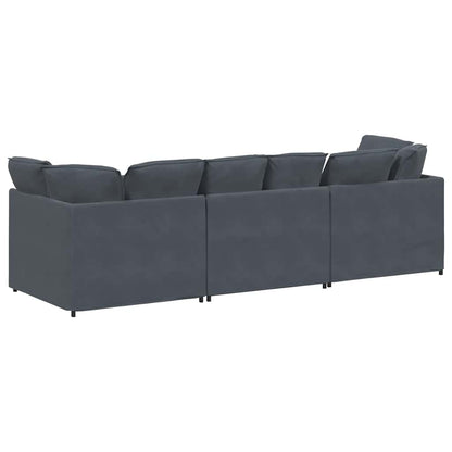 vidaXL Modulares Sofa mit Kissen Samt Dunkelgrau